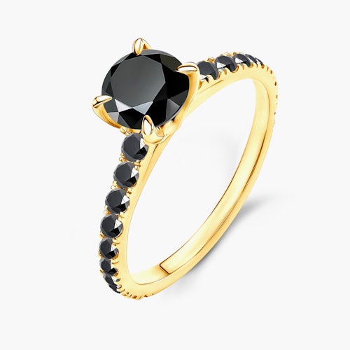 Pierścionek zaręczynowy Share Your Love: złoty, czarny diament